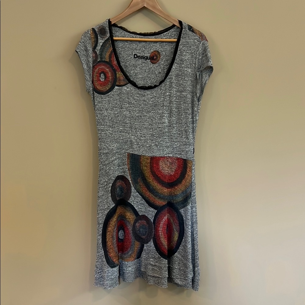 Desigual Multicolor Patterned Gray Lightweight Kn… - image 1